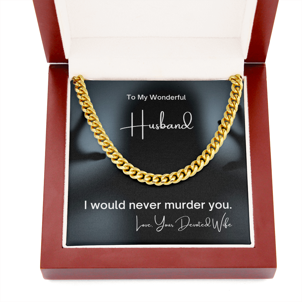 True Crime Junkie Gift for Husband from Wife, Cuban Link Chain Necklace, Funny Husband Gift