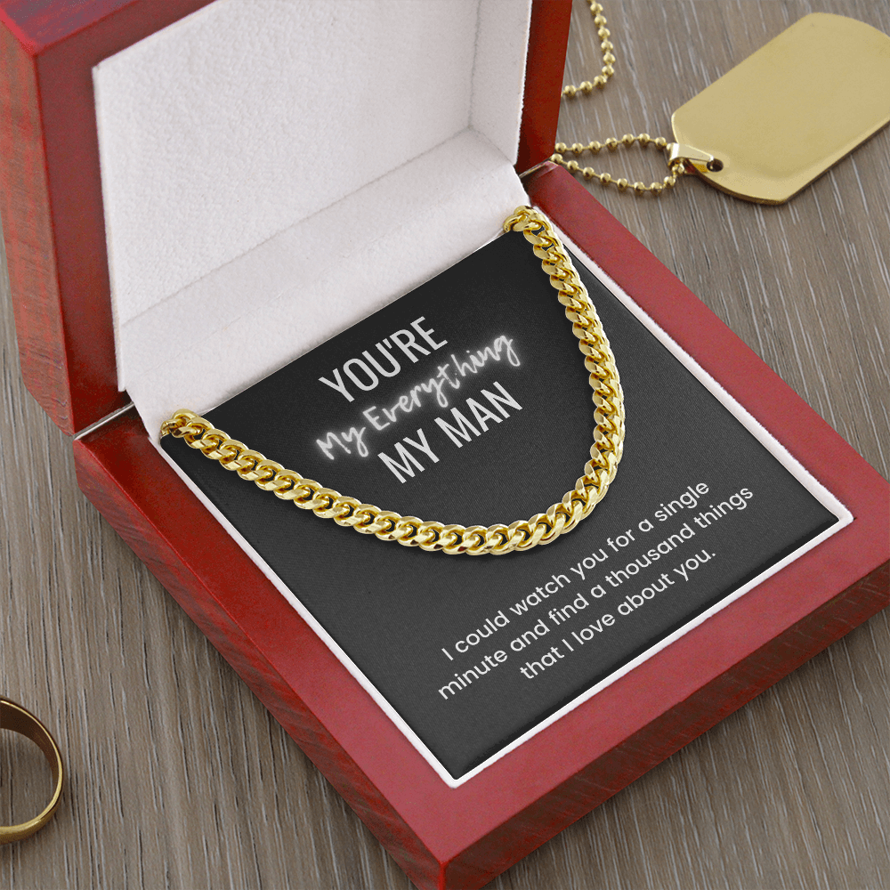 You're My Man, You're My Everything - Anniversary Gift to Boyfriend, Birthday Necklace for Boyfriend, Anniversary Necklace for Boyfriend, Boyfriend Valentine's Day Gift