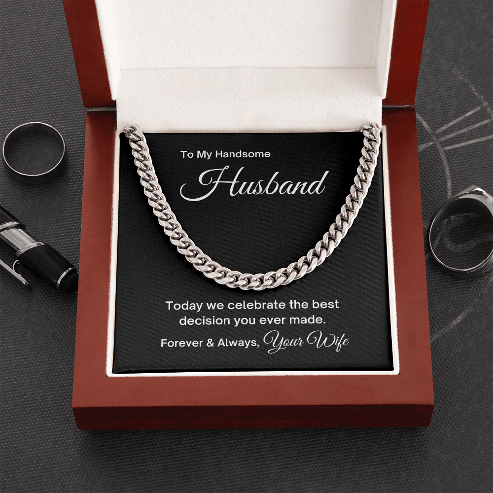 Anniversary Gift for Husband, Valentine's Day Gift for Husband, Biker Gifts for Him, Cuban Link Chain Necklace