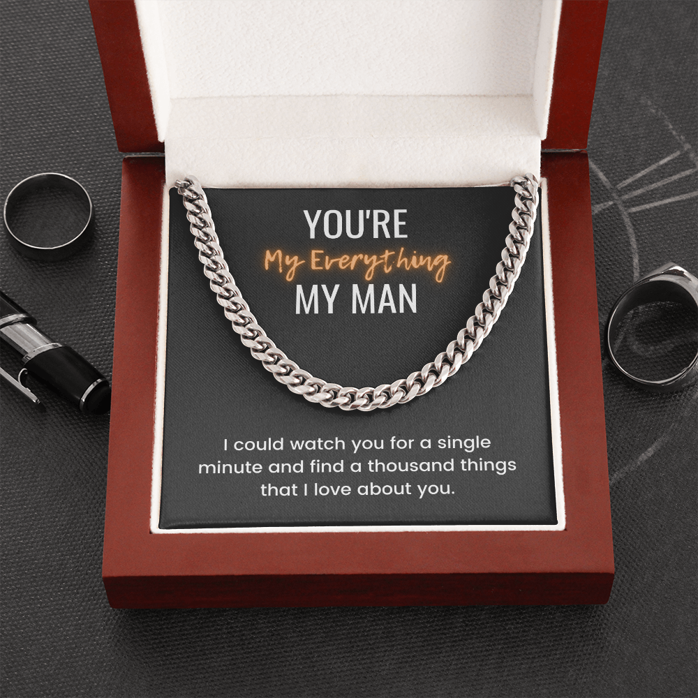 You're My Man, You're My Everything - Anniversary Gift to Boyfriend, Birthday Necklace for Boyfriend, Anniversary Necklace for Boyfriend, Boyfriend Valentine's Day Gift