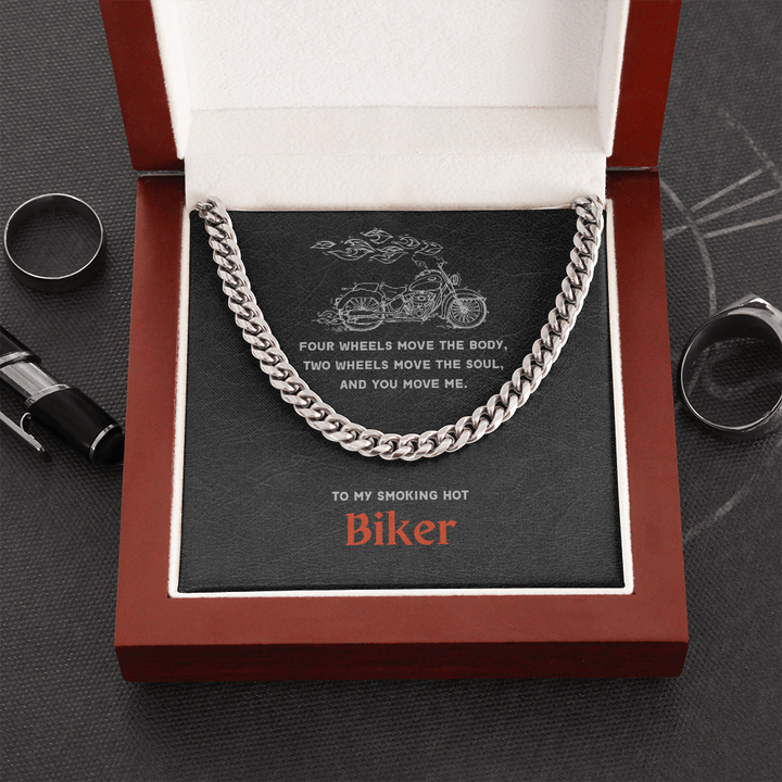 Biker Jewelry Gift, Cuban Link Chain Necklace