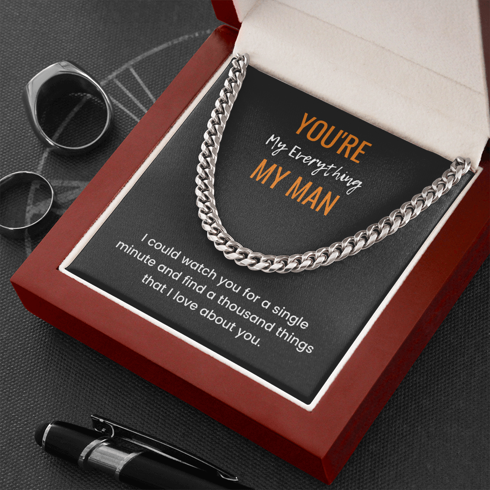 You're My Man, You're My Everything - Anniversary Gift to Husband from Wife, Birthday Necklace for Husband, Anniversary Necklace for Husband from Wife, Husband Valentine's Day Gift