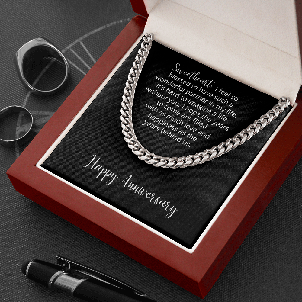Anniversary Gift for Sweetheart, Cuban Link Chain Necklace