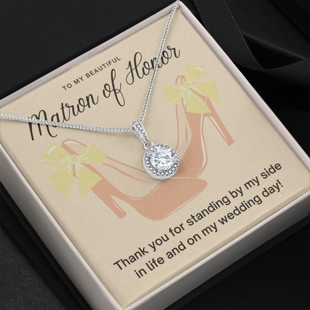 Matron of Honor Thank You Gift, CZ Pendant Necklace