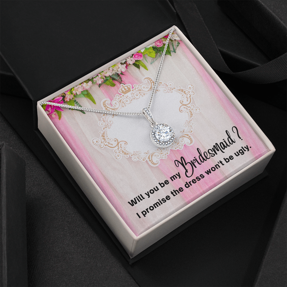 Funny Bridesmaid Proposal Gift, CZ Pendant Necklace