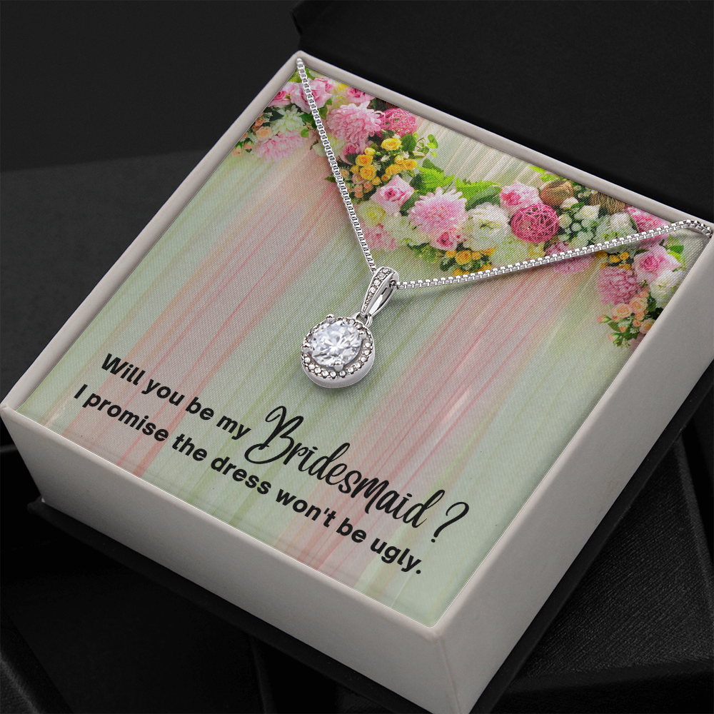 Funny Bridesmaid Proposal Gift, CZ Pendant Necklace