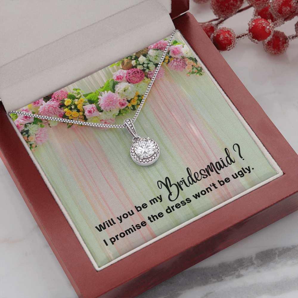 Funny Bridesmaid Proposal Gift, CZ Pendant Necklace