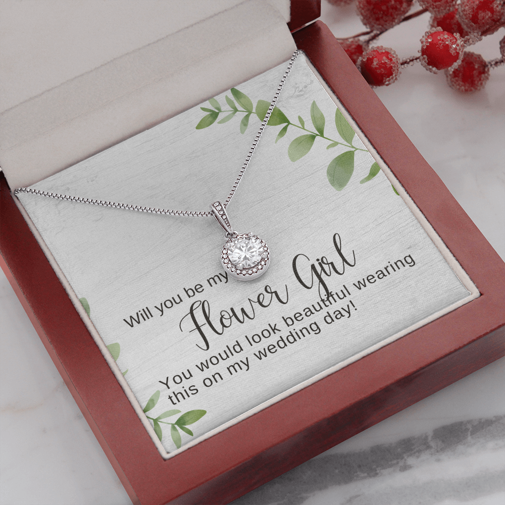 Flower Girl Proposal Gift, CZ Pendant Necklace