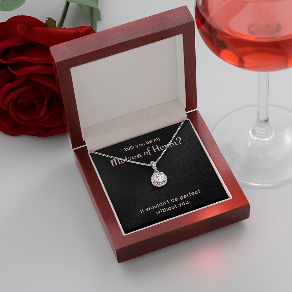 Matron of Honor Proposal Gift, CZ Pendant Necklace