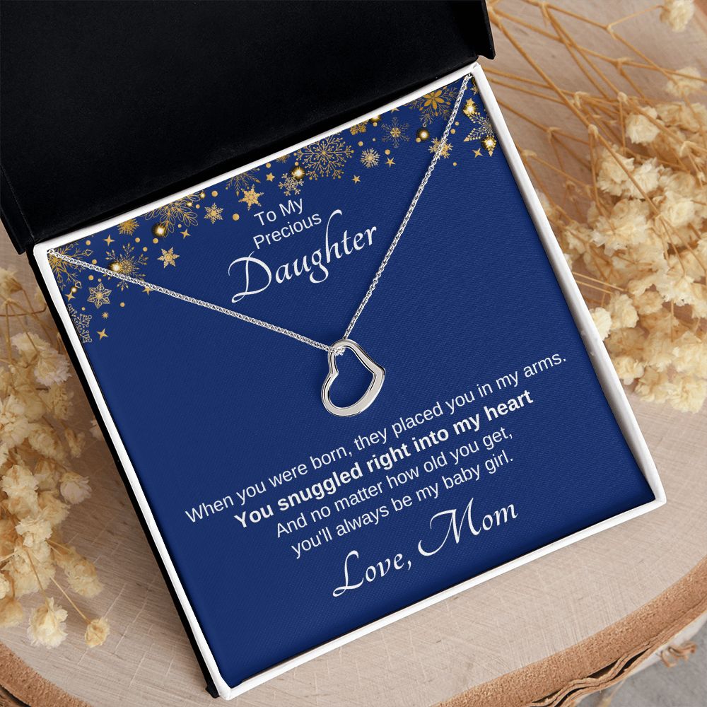 From Mom, You Snuggled Into My Heart - Dainty Heart Gift To Daughter