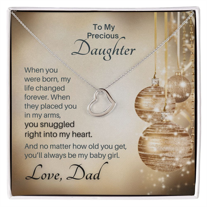 From Dad, You Snuggled Into My Heart - Dainty Heart Gift To Daughter