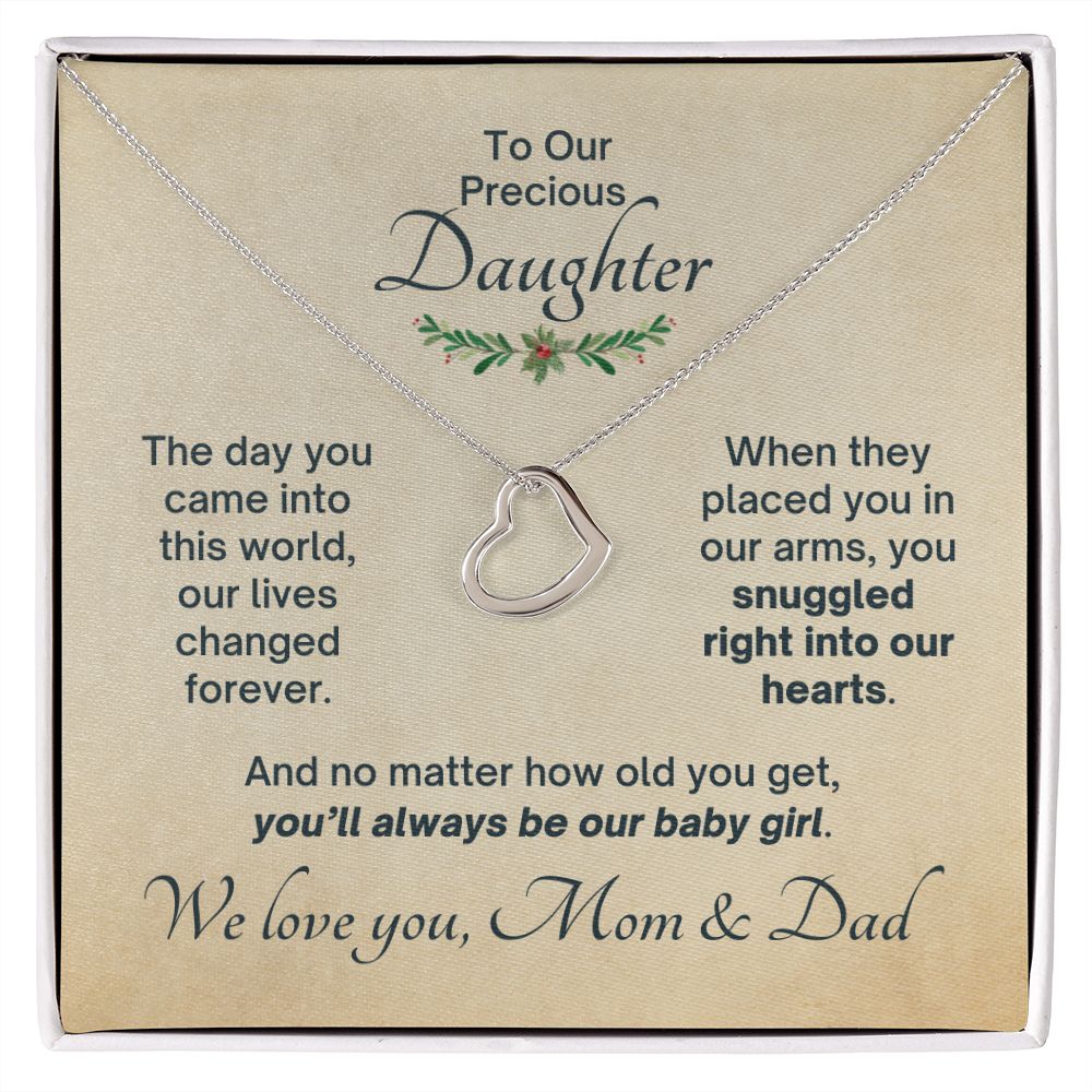 Snuggled Into My Heart Love - Dainty Heart - Mom & Dad to Daughter