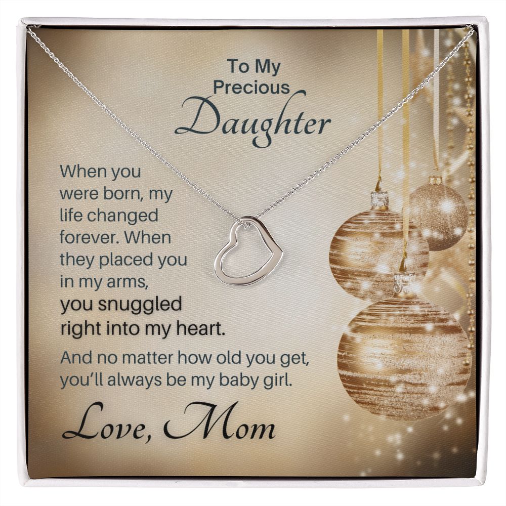 From Mom, You Snuggled Into My Heart - Dainty Heart Gift To Daughter