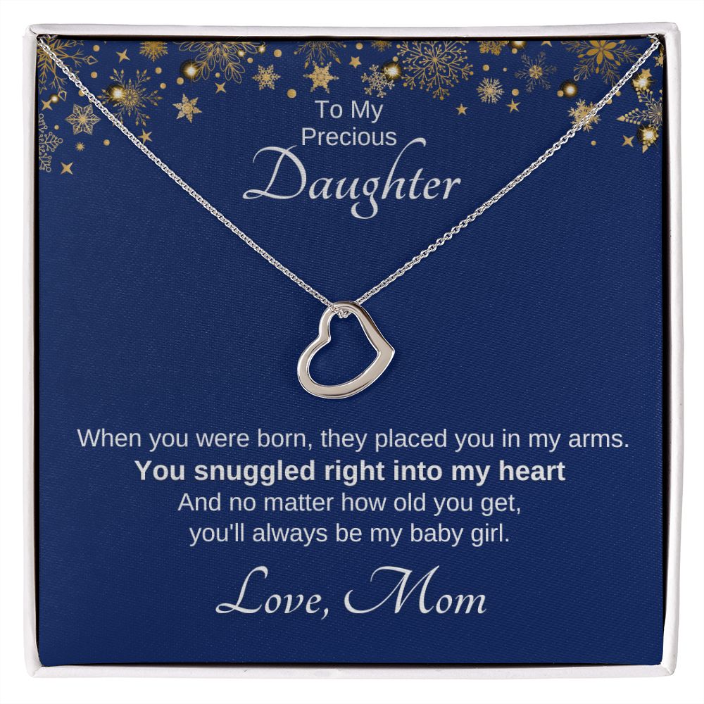 From Mom, You Snuggled Into My Heart - Dainty Heart Gift To Daughter