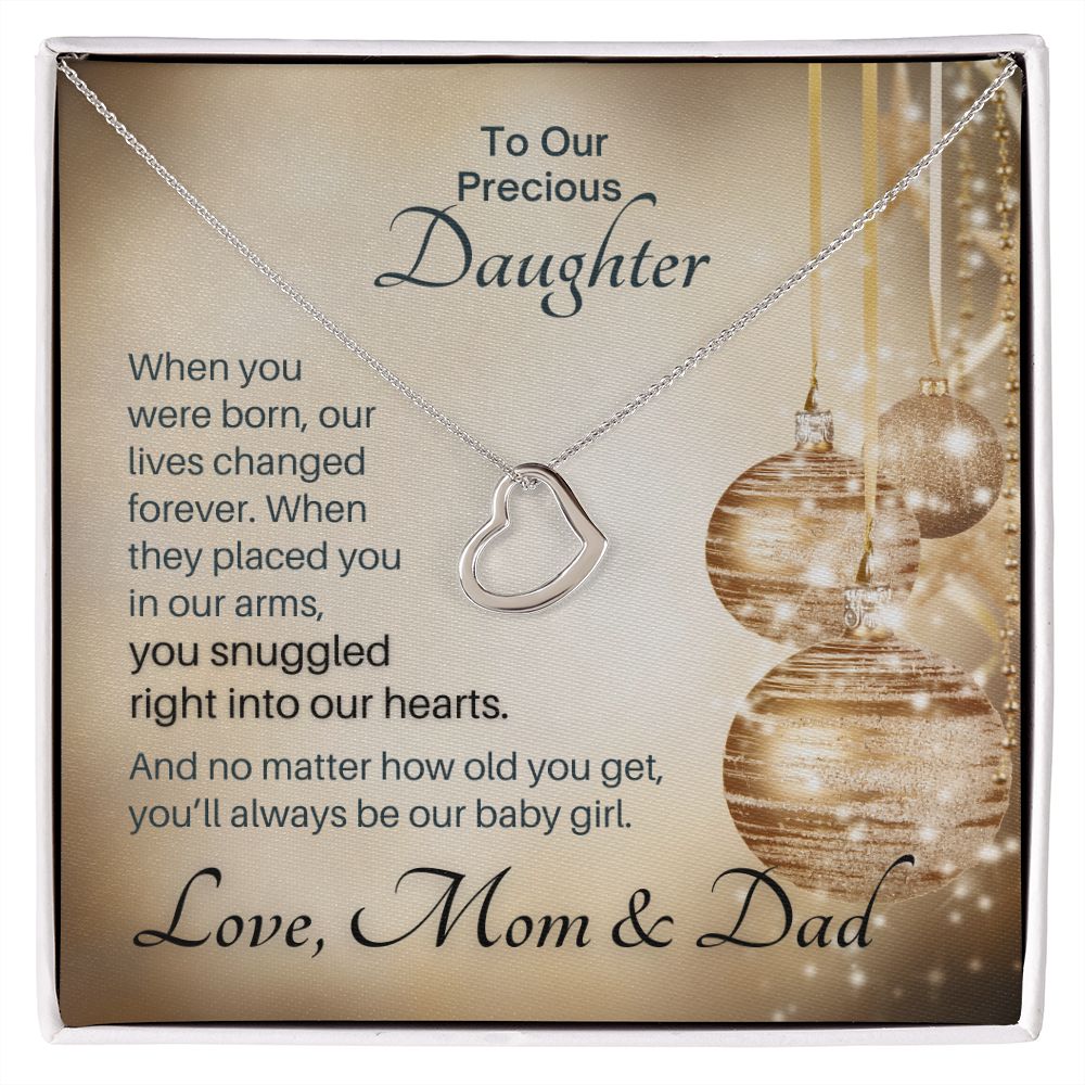 From Mom & Dad, You Snuggled Into My Heart - Dainty Heart Gift To Daughter
