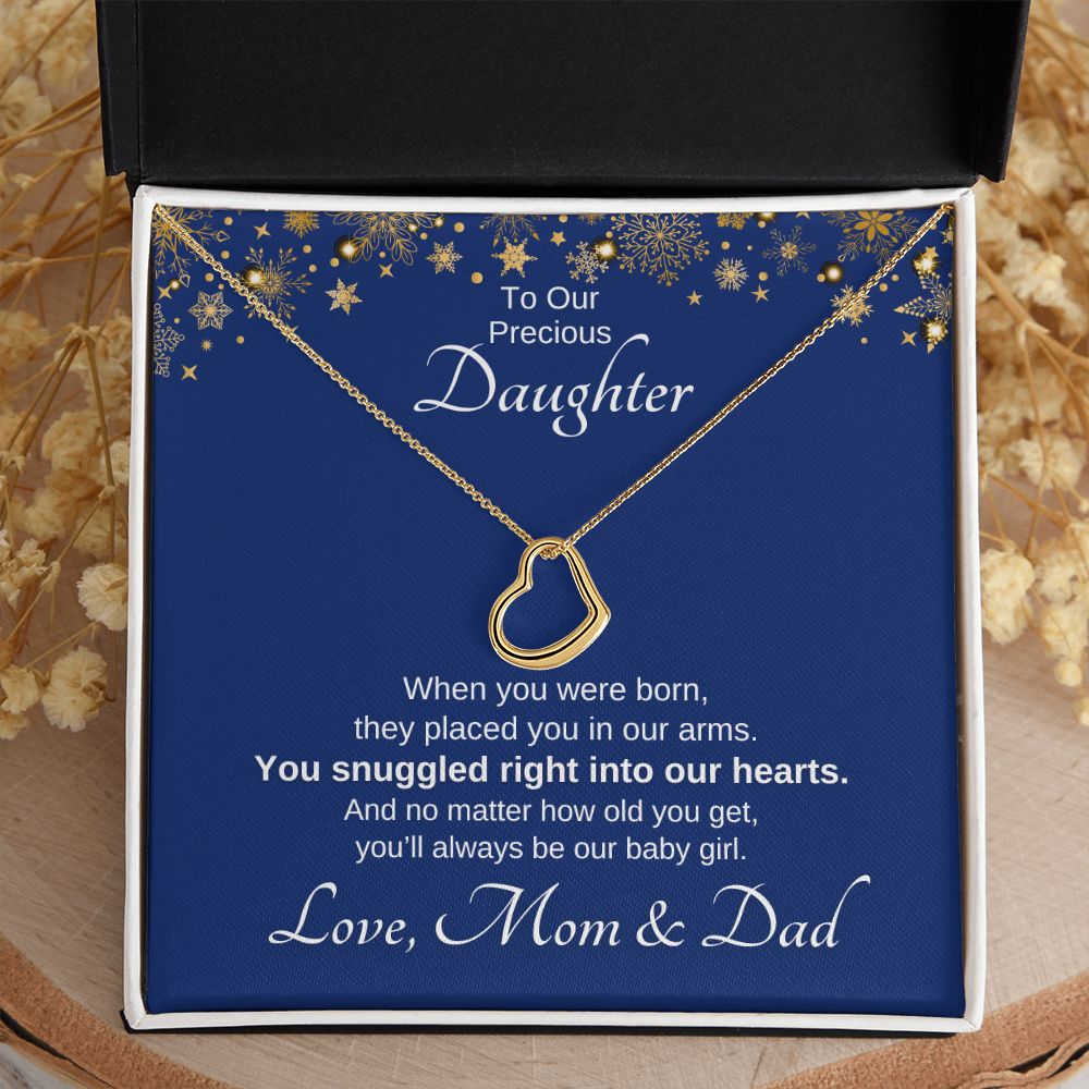 From Mom & Dad, You Snuggled Into My Heart - Dainty Heart Gift To Daughter