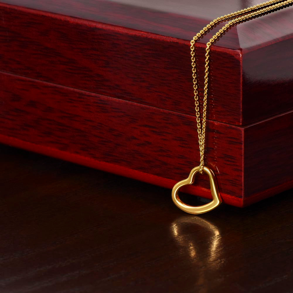 From Mom & Dad, Right Into Our Hearts - Delicate Heart Necklace