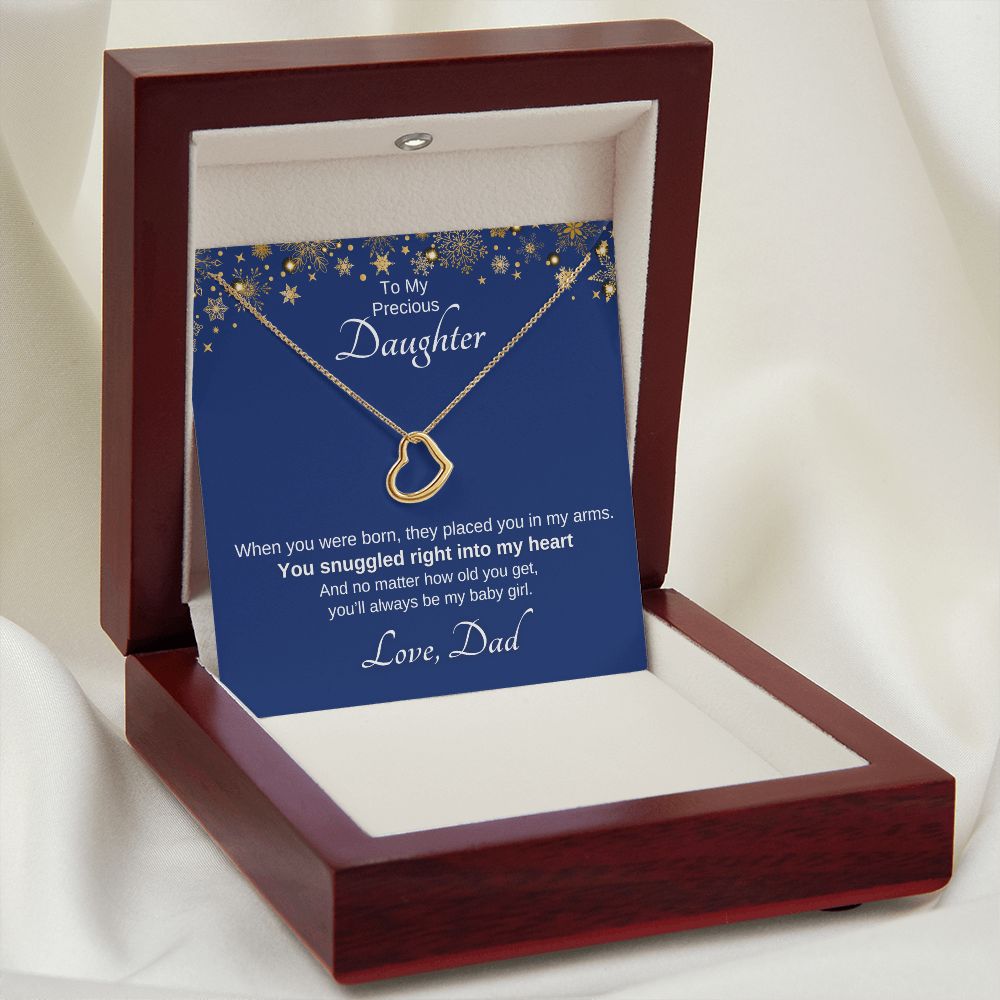 From Dad, You Snuggled Into My Heart - Dainty Heart Gift To Daughter