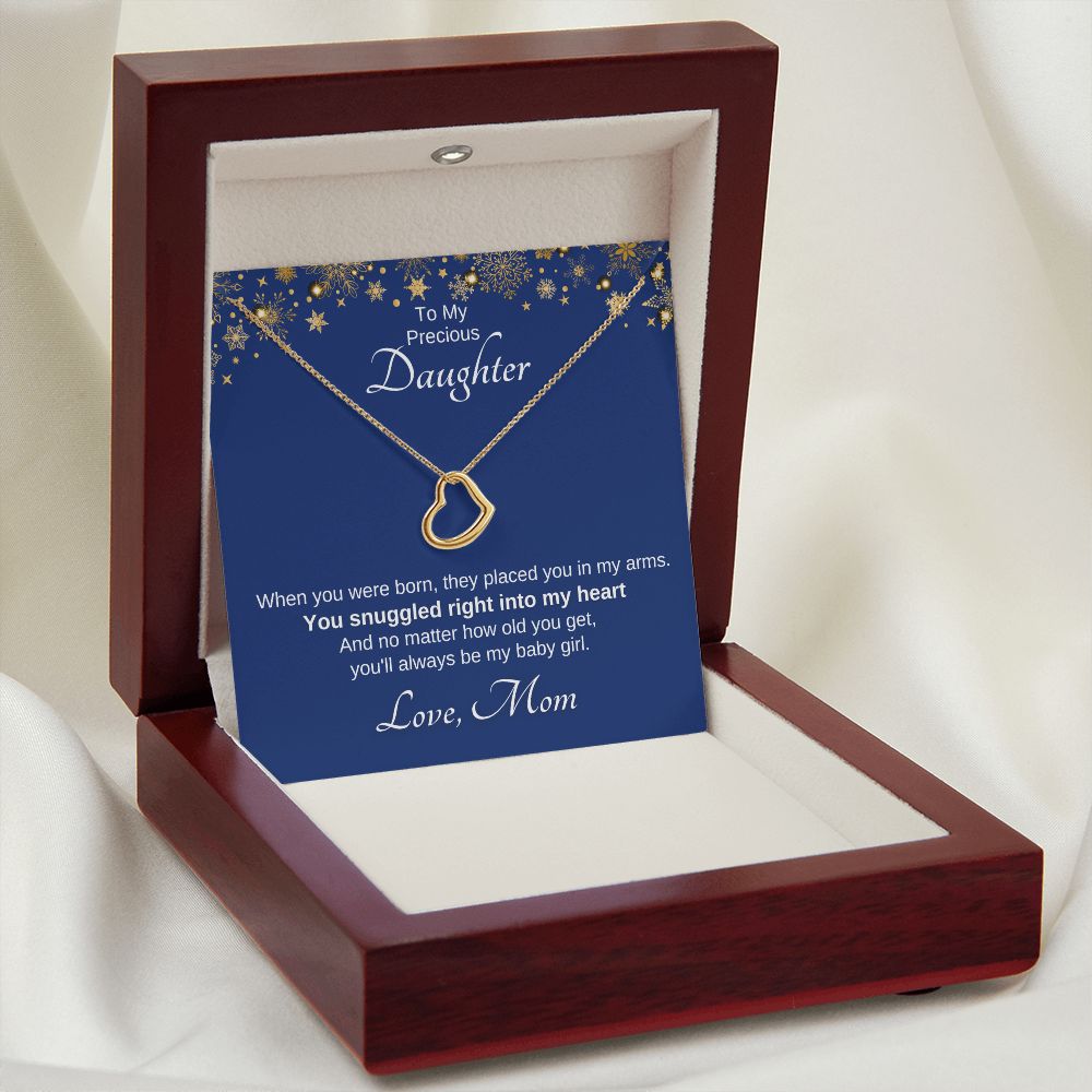 From Mom, You Snuggled Into My Heart - Dainty Heart Gift To Daughter