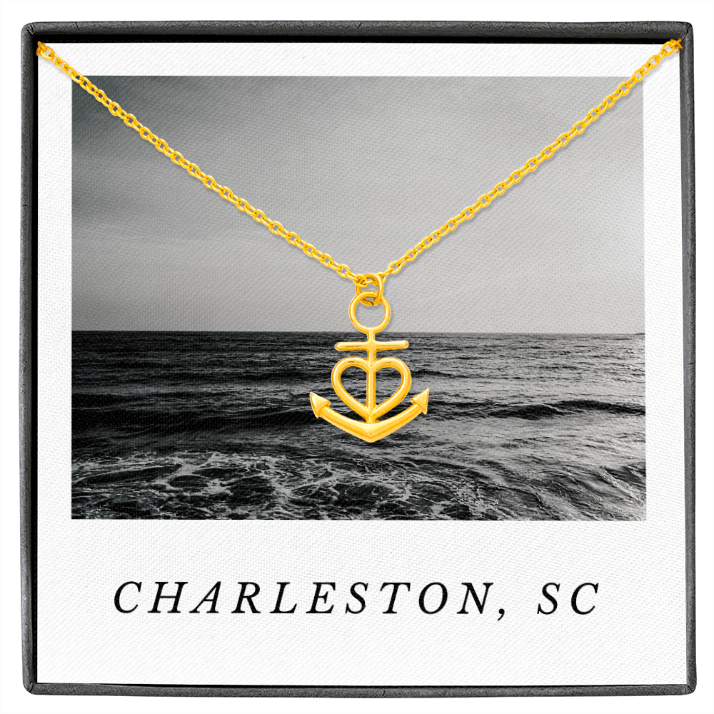 Charleston SC Gift for Her, Anchor Pendant Necklace