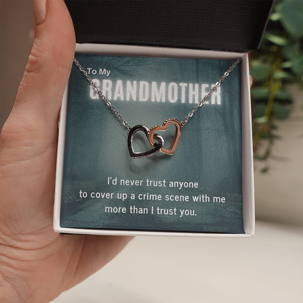 True Crime Junkie Gift for Grandmother, Interlocking Hearts Necklace