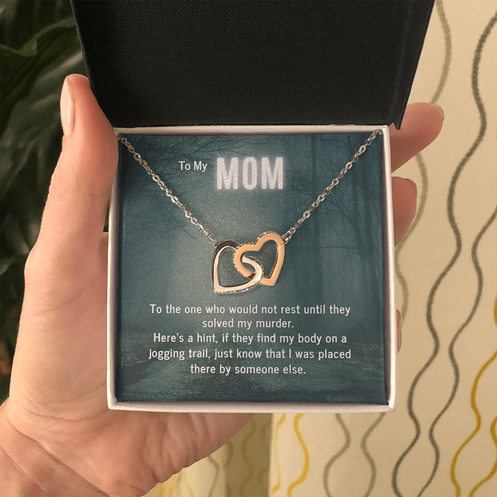 True Crime Junkie Gift for Mom, Interlocking Hearts Necklace