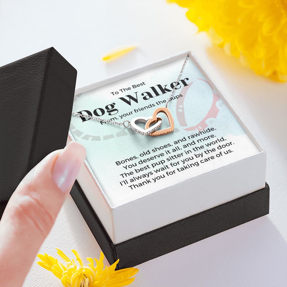 Dog Walker Gift, Interlocking Hearts Pendant Necklace