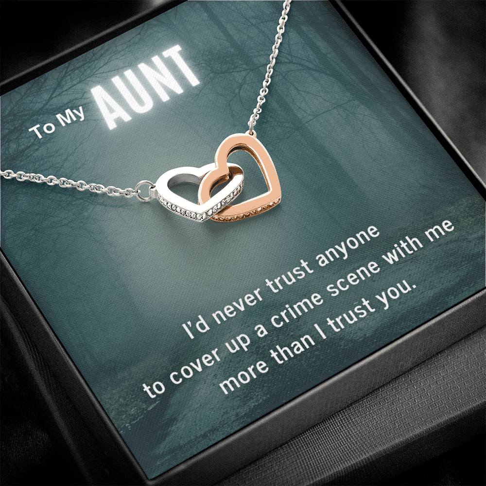 True Crime Junkie Gift for Aunt, Interlocking Hearts Necklace