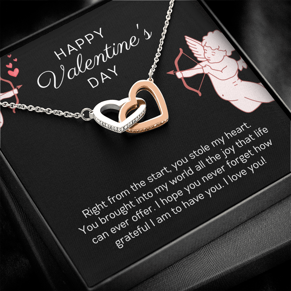 Happy Valentine's Day Gift for Her, Valentines Day Gift for Wife, Valentines Day Gift for Girlfriend, Valentines Day Gift for Daughter, Valentines Day Gift for Granddaughter, Interlocking Hearts Necklace