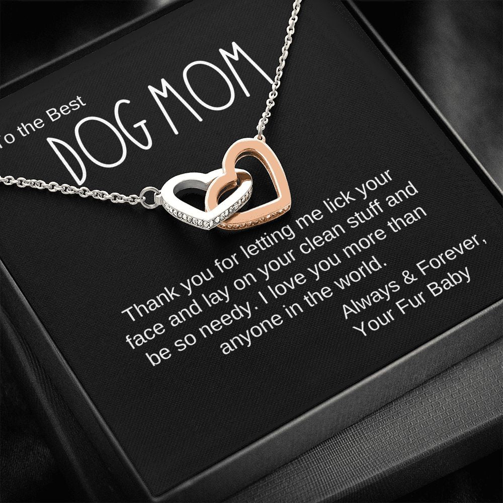 Dog Mom Gift, Interlocking Hearts Pendant Necklace