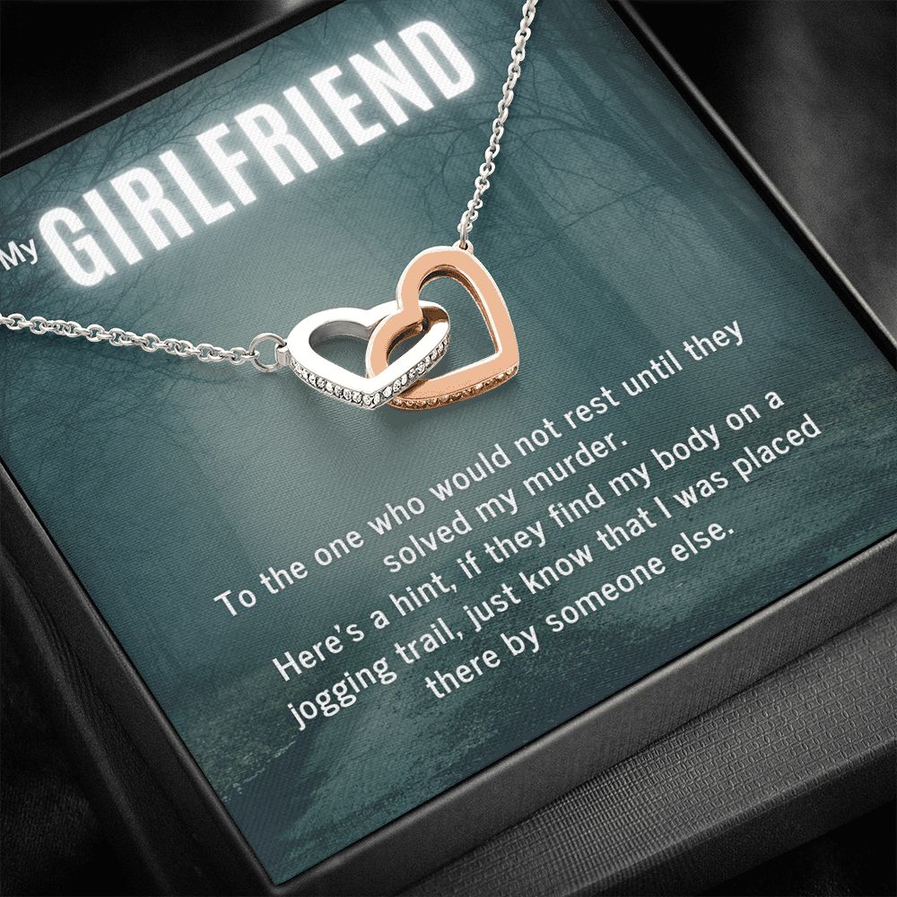 True Crime Junkie Gift for Girlfriend, Interlocking Hearts Necklace
