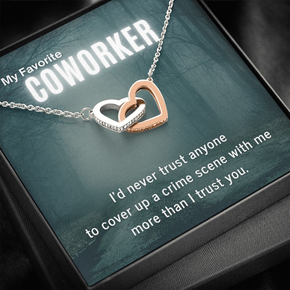 True Crime Junkie Gift for Coworker Interlocking Hearts Necklace