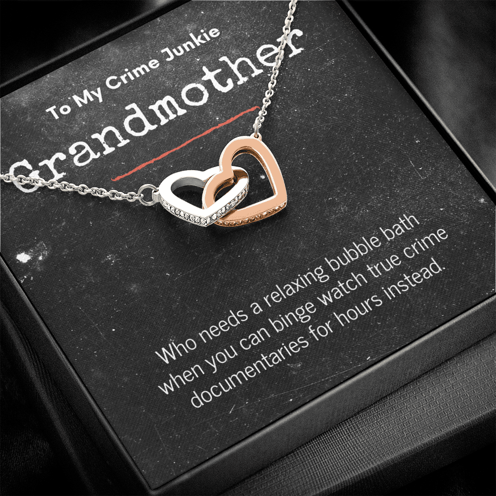 True Crime Junkie Grandmother Gift, Interlocking Hearts Necklace