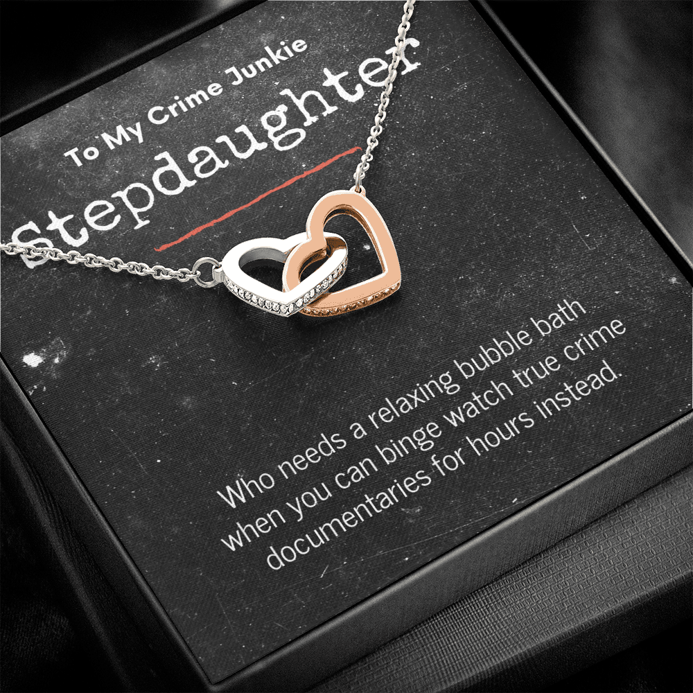 True Crime Junkie Stepmom Gift, Interlocking Hearts Necklace