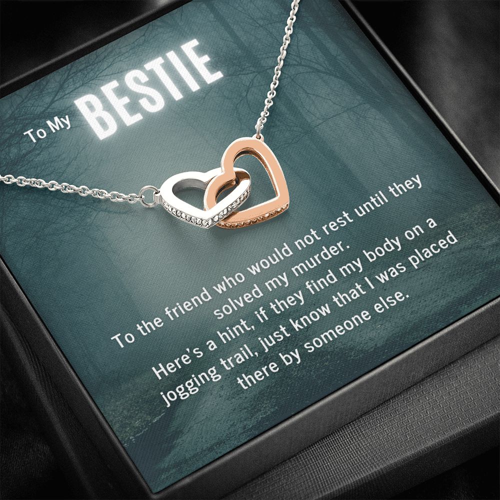 True Crime Junkie Gift for Bestie, Interlocking Hearts Necklace
