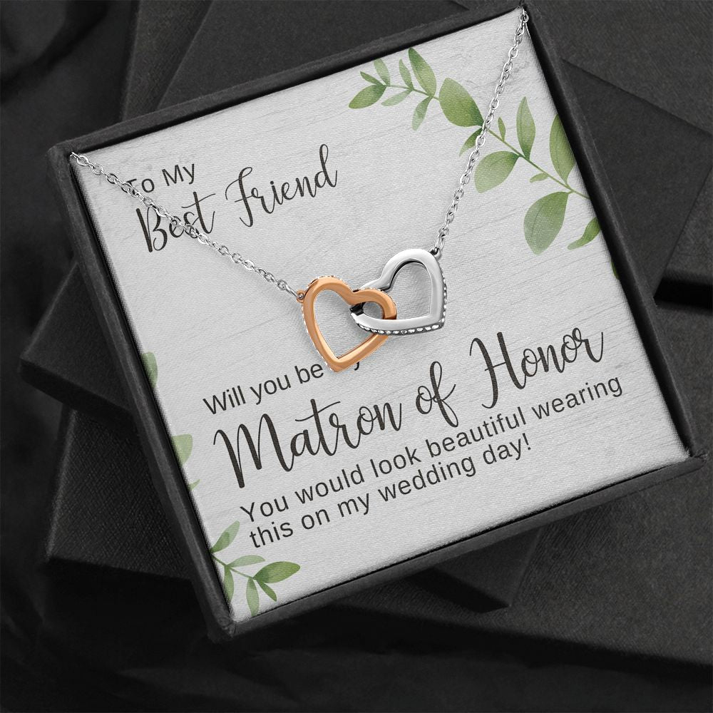 Best Friend Matron of Honor Proposal Necklace, Bridal Jewelry, Hearts Pendant