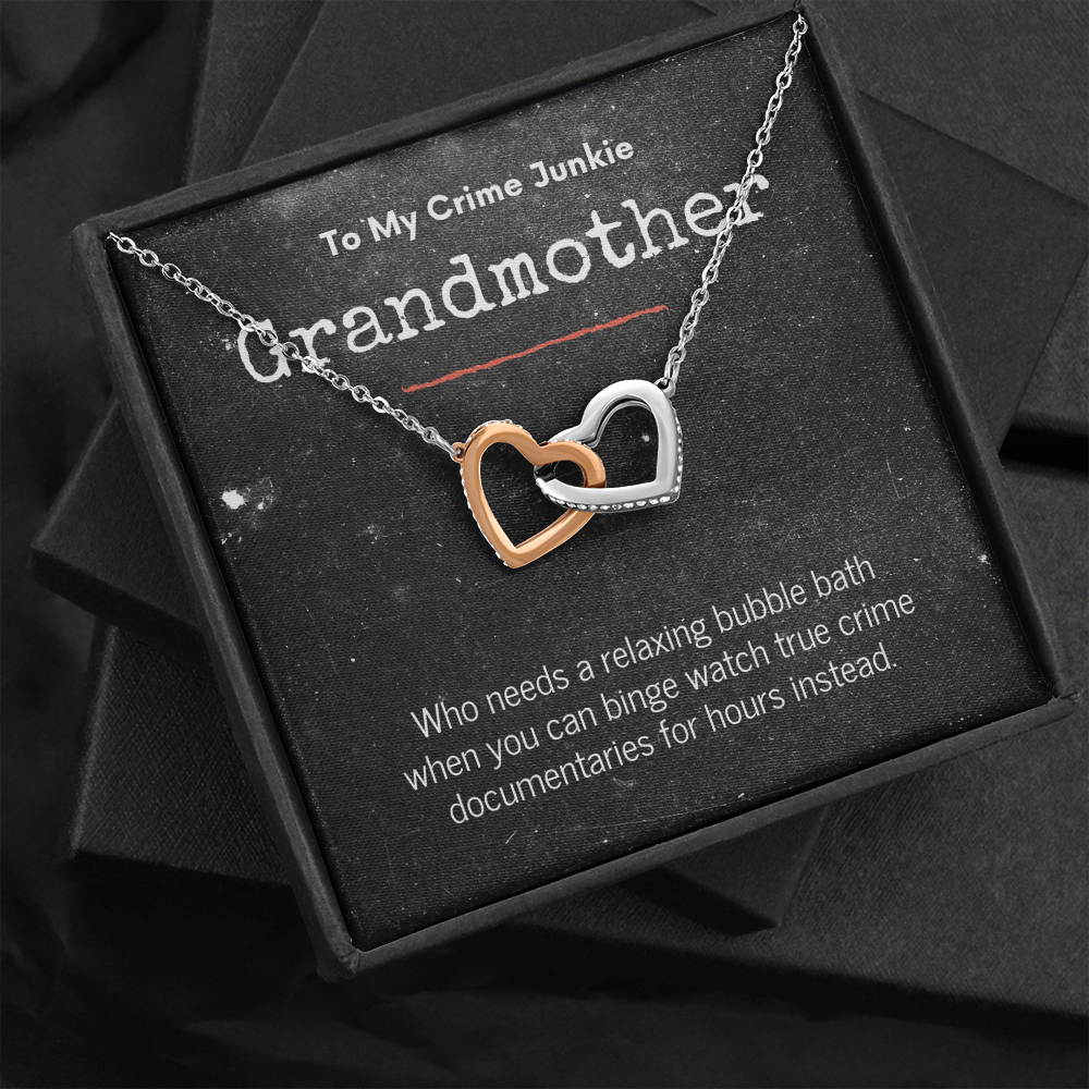 True Crime Junkie Grandmother Gift, Interlocking Hearts Necklace
