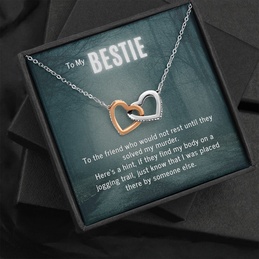 True Crime Junkie Gift for Bestie, Interlocking Hearts Necklace