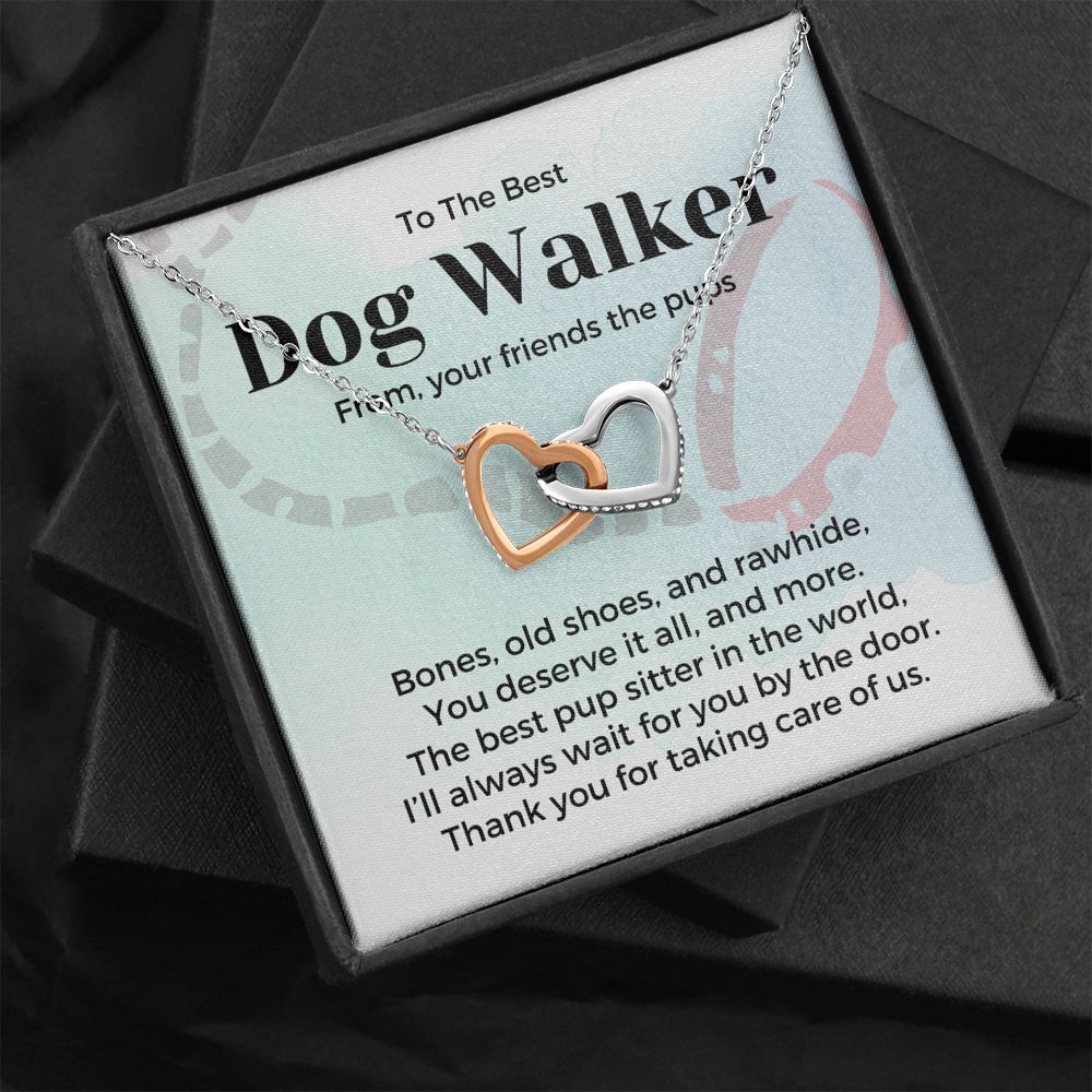 Dog Walker Gift, Interlocking Hearts Pendant Necklace
