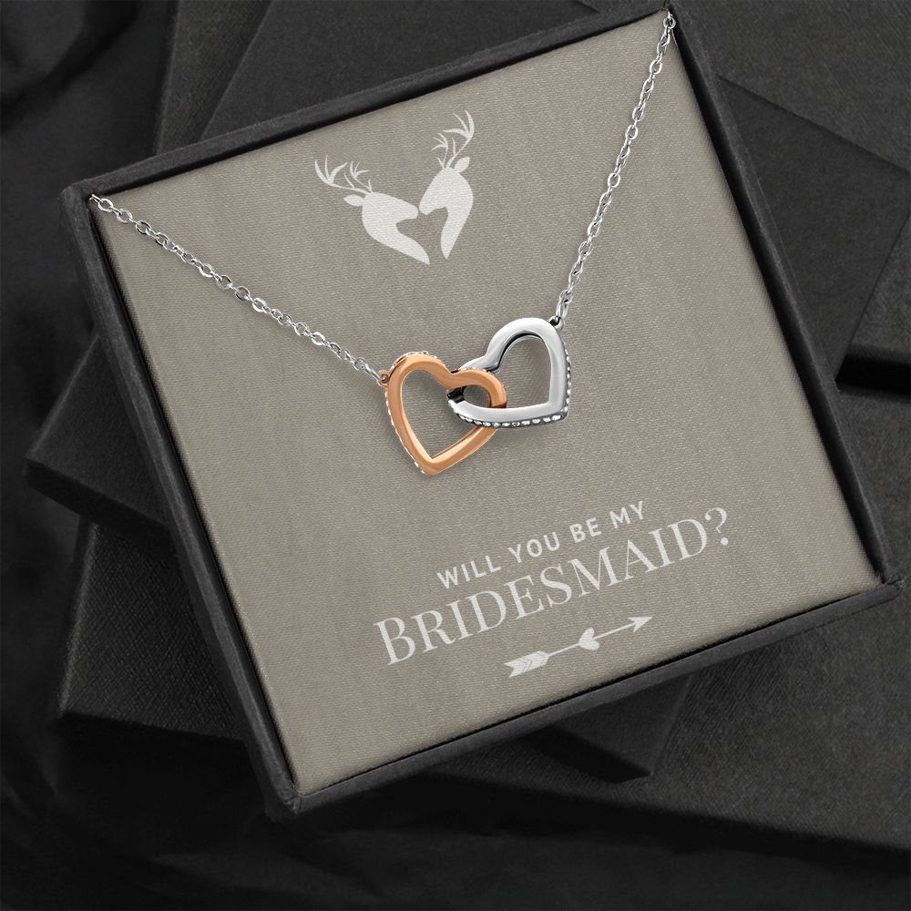 Bridesmaid Proposal Gift Box Interlocking Hearts Necklace