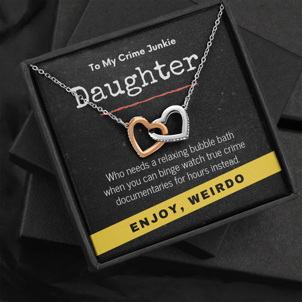 True Crime Junkie Daughter Gift, Interlocking Hearts Necklace