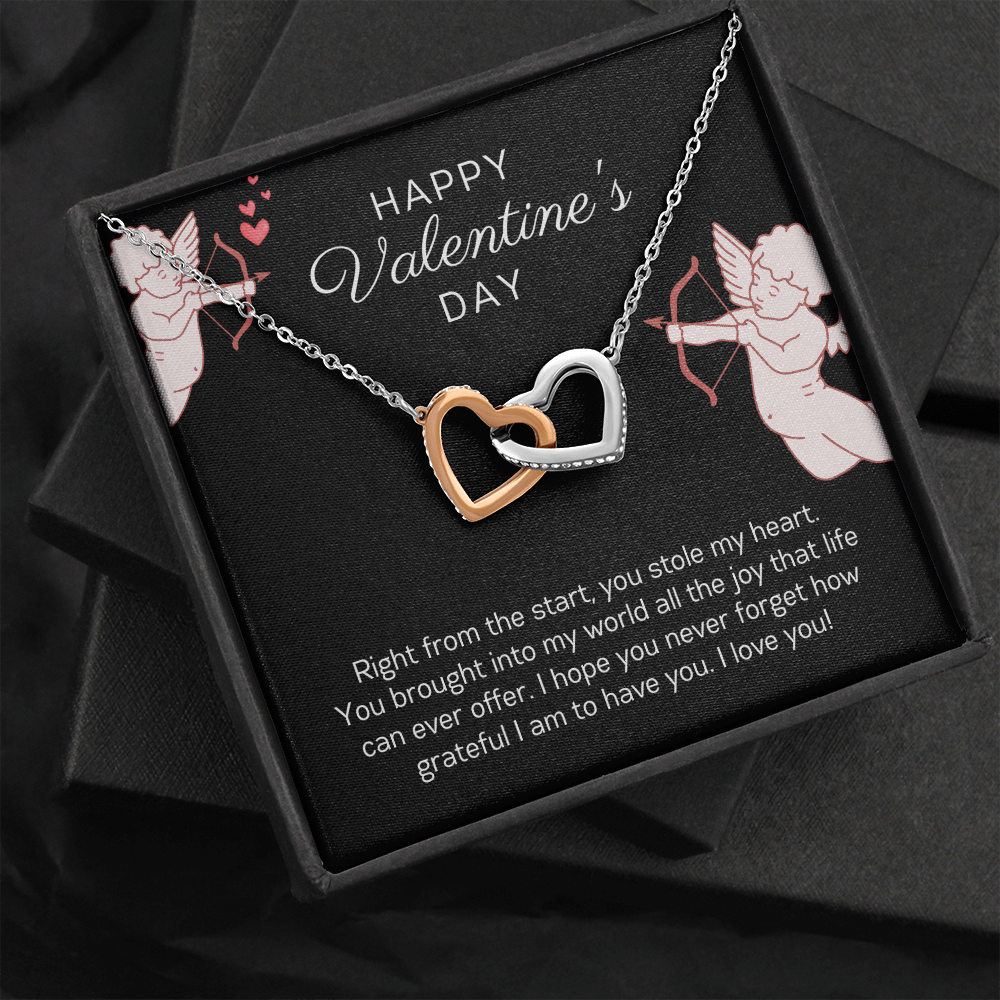 Happy Valentine's Day Gift for Her, Valentines Day Gift for Wife, Valentines Day Gift for Girlfriend, Valentines Day Gift for Daughter, Valentines Day Gift for Granddaughter, Interlocking Hearts Necklace