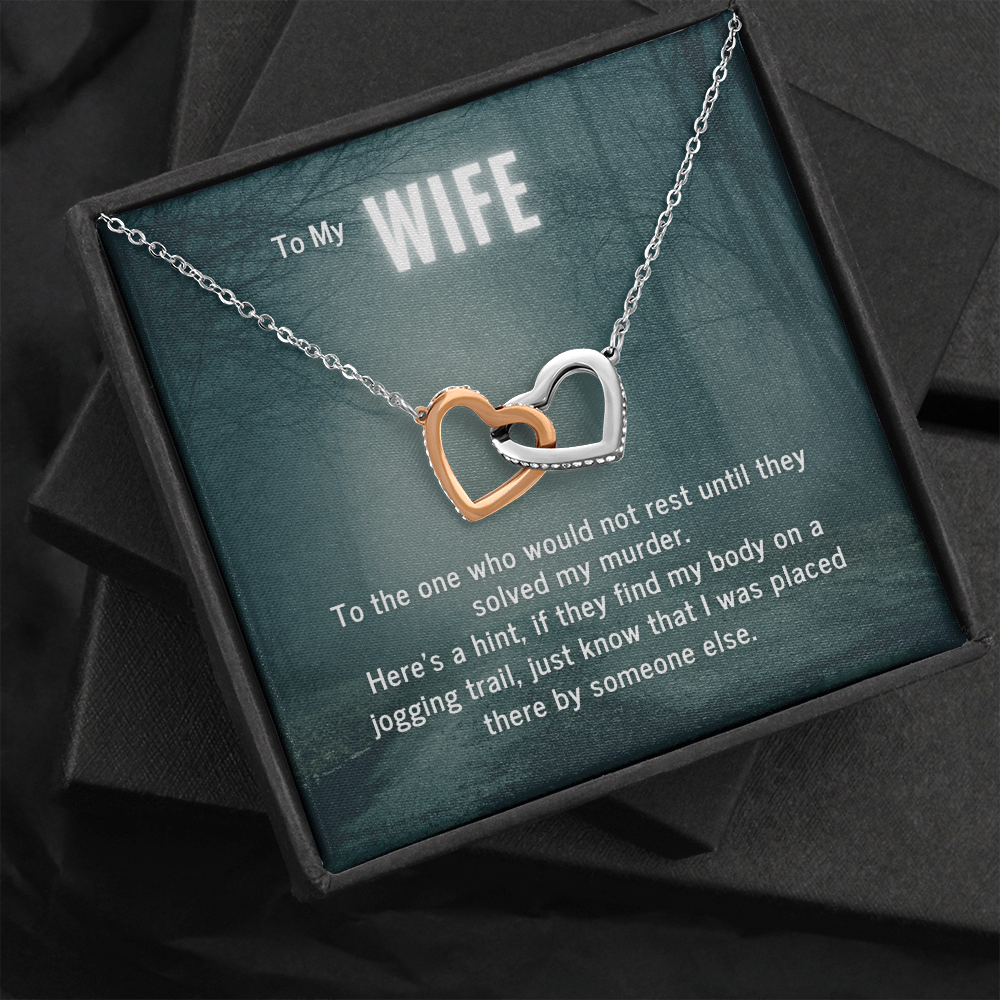 True Crime Junkie Gift for Wife, Interlocking Hearts Necklace