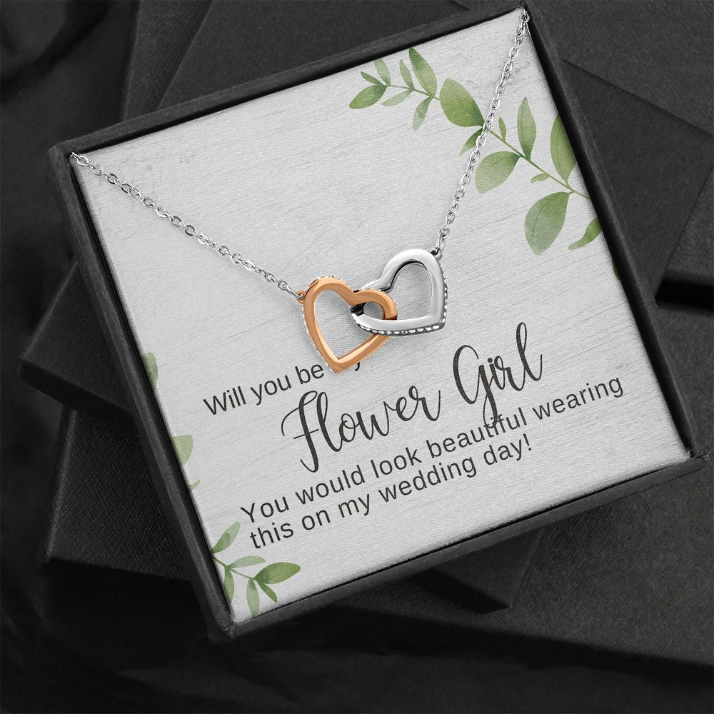 Flower Girl Proposal Necklace, Bridal Jewelry, Interlocking Hearts Pendant