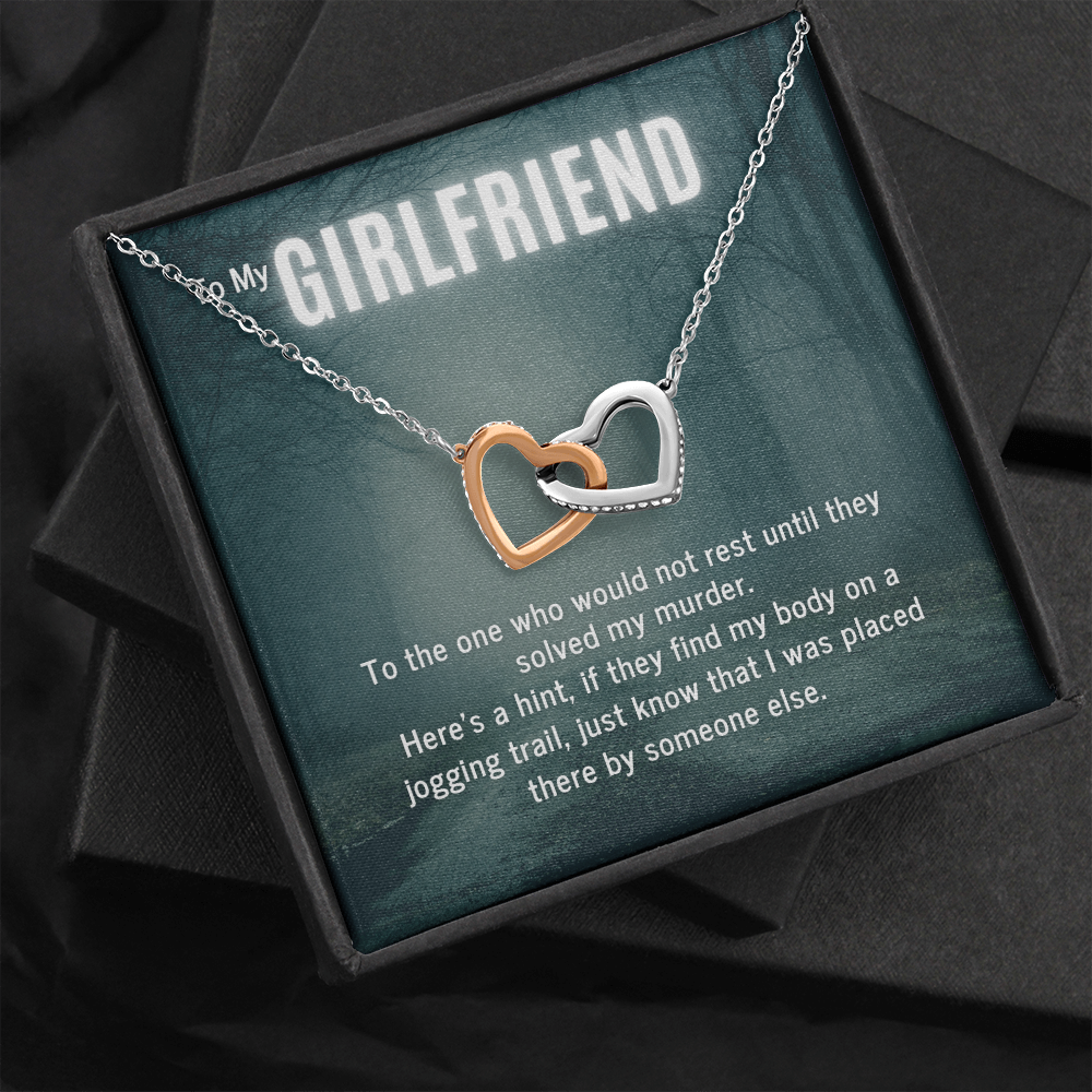 True Crime Junkie Gift for Girlfriend, Interlocking Hearts Necklace