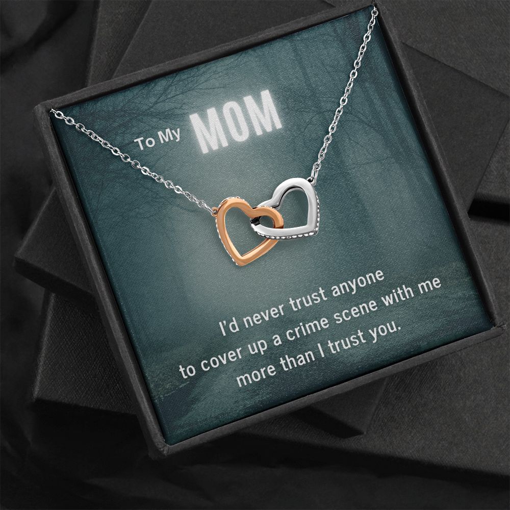 True Crime Junkie Gift for Mom, Interlocking Hearts Necklace