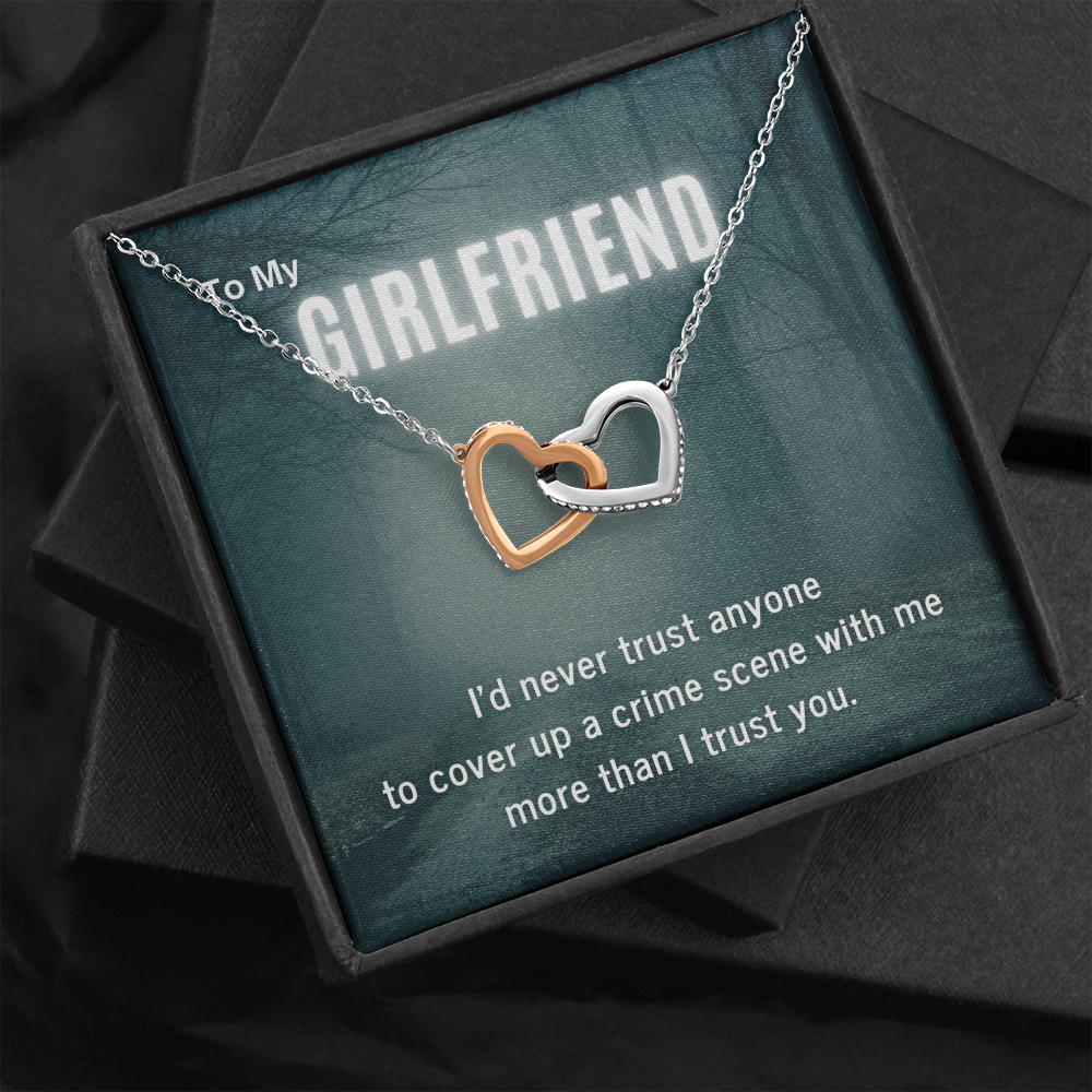 True Crime Junkie Gift for Girlfriend, Interlocking Hearts Necklace