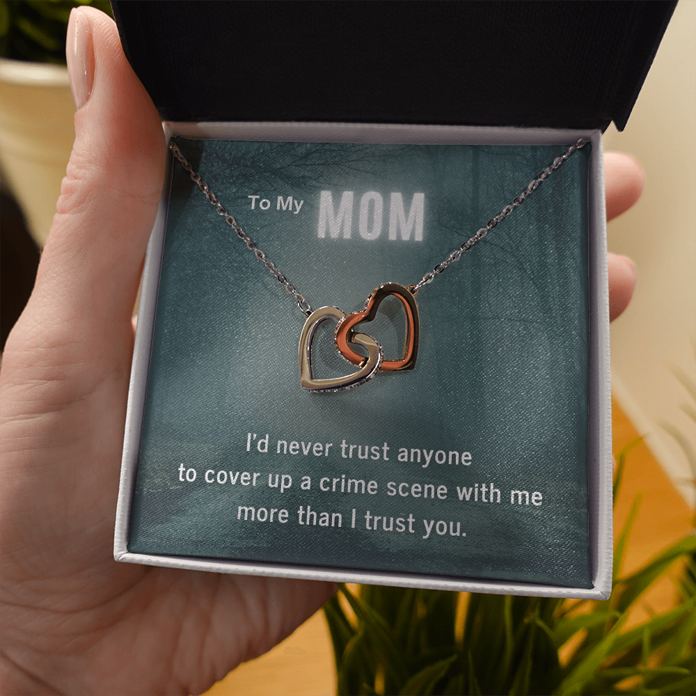True Crime Junkie Gift for Mom, Interlocking Hearts Necklace