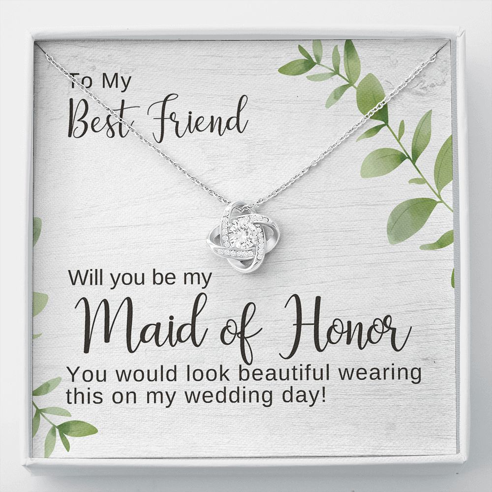 Best Friend Maid of Honor Proposal Necklace, Love Knot Pendant- Maid of Honor Proposal Box, Be My Maid of Honor, Maid of Honor Gift, Made of Honor Card, Maid of Honor Box, Bridesmaid Gift, Bridal Party Gift
