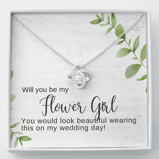 Flower Girl Proposal Necklace, Bridal Jewelry, Love Knot Pendant